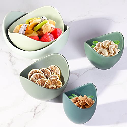 Notakia Salad Bowls, 5 Packs Serving Bowls Porcelain,Lotus Shaped Pasta Bowls, Dishwasher & Microwave Safe, Unique Ceramic Bowls For Salad, Pasta, Soup, Rice, Ideal For Home And Restaurant (Green) #TOP4