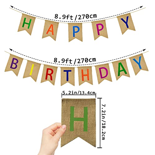 Vagski Happy Birthday Burlap Banner Colorful Bunting Banner Garland Flags For Birthday Party Decorations Rustic Birthday Sign Vag041 #TOP1