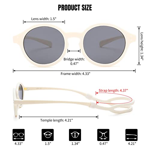 COASION Baby Polarized Sunglasses with Strap Adjustable TPEE Flexible Frame for Toddler Girls Boys Age 0-36 Months3