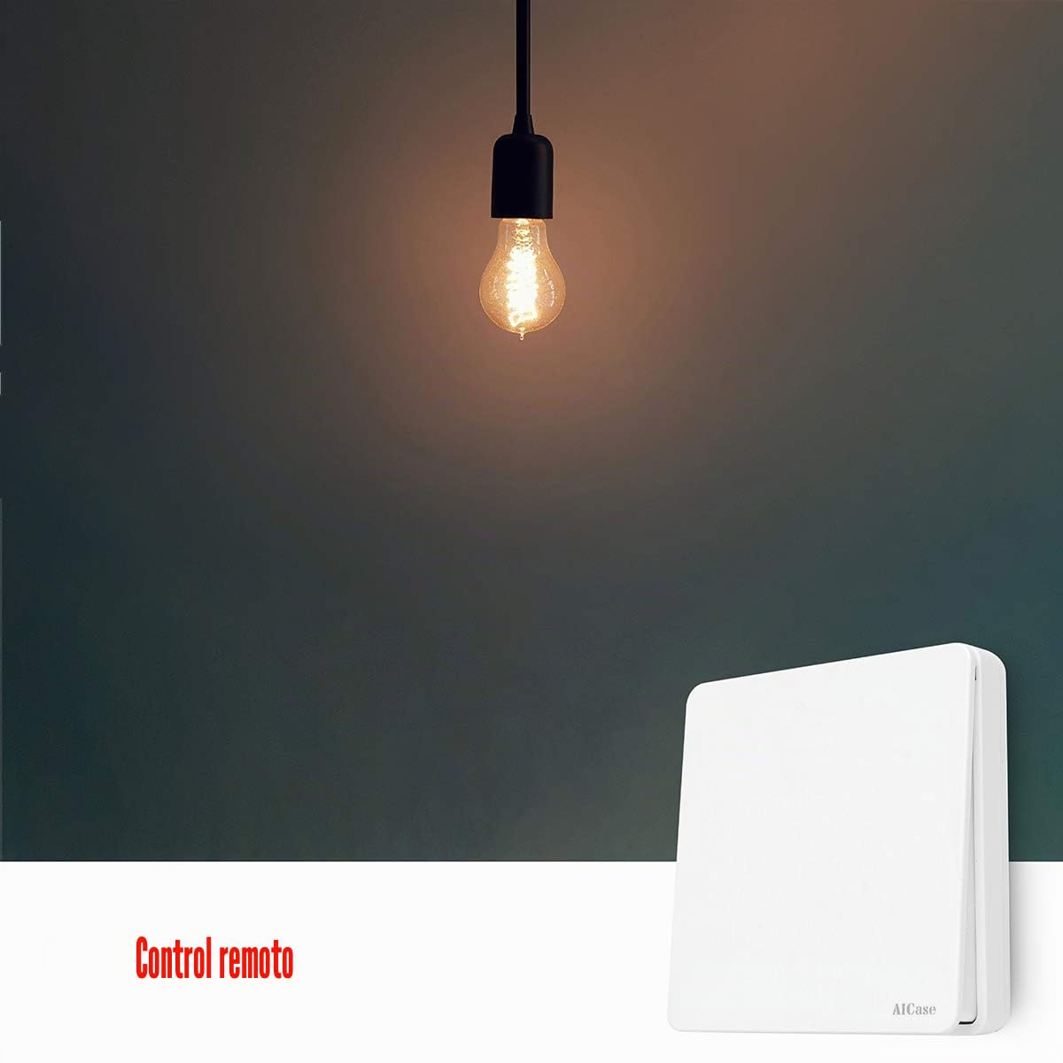 AICase Interruptor Inalámbrico, Interruptor y Mando inalámbrico, Puede colocarse en la Pared o como Control Remoto portátil,Sin batería Sin Cables No se Requiere Wi-Fi (2 Grandes)