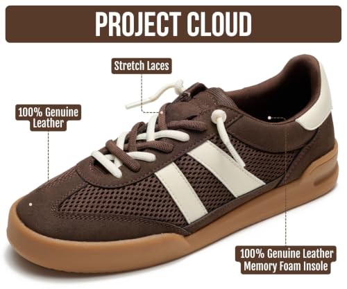 Image of Genuine Leather Slip On Sneakers for Women with Leather Memory Foam Insole | Memory Foam Insole Lightweight Shoes for Women - Womens Fashion Sneakers - Comfortable Women Footwear Everyday Essentials