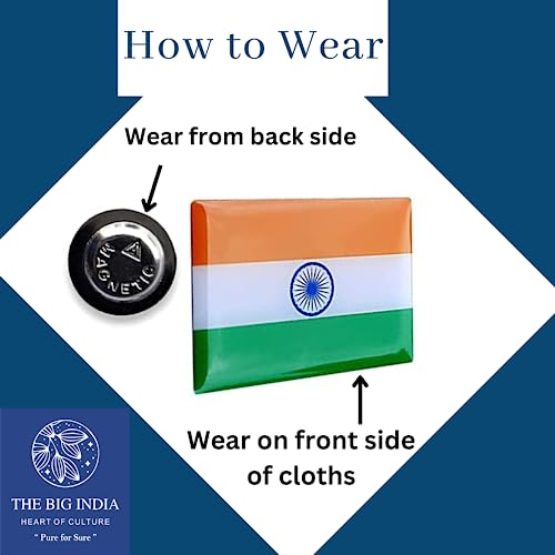 Image of Tricolor Gold-Plated Metal Badge, Lapel Pin, Brooch, with Magnet for Child, Men's & Women's etc All Clothing - 30 X 20 Mm (Indian flag Badge)
