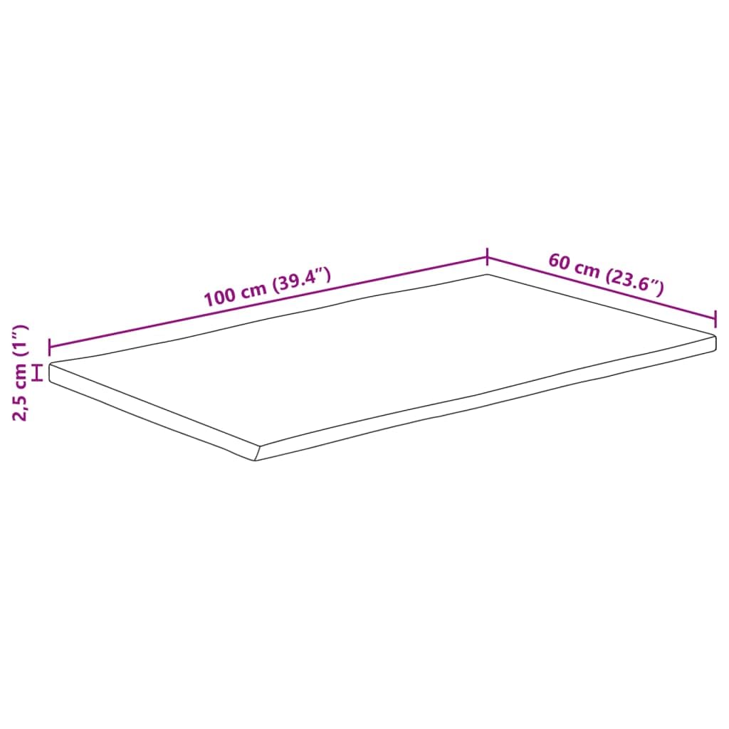 vidaXL Tablero de Mesa Rectangular Borde Natural Acacia 100x60x2,5 cm, Tablero, Tablero de Mesa Rectangular, Tablero de Mesa de Comedor