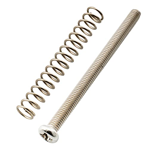 Musiclily Pro Metric M3X40mm Stainless Steel Saddle Intonation Screws and Springs Set for Imported Electric Bass Bridge Original Color (Set of 6) - Image 4