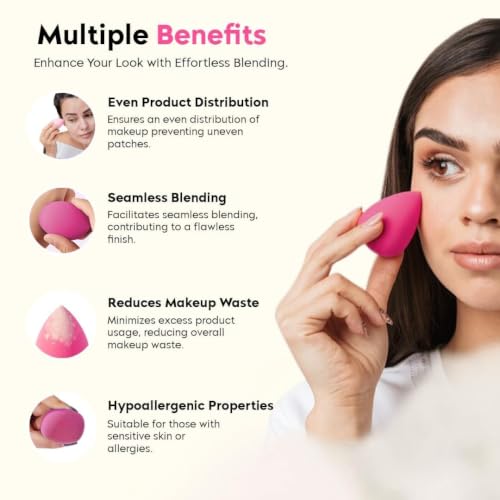 Image of Makeup Sponge and Triangle Powder Puff Combo Set - Beauty Blender for Liquid Foundation & Concealer with Soft Velvet Face Puffs for Loose Powder Baking & Setting Makeup Kit 8 Pcs