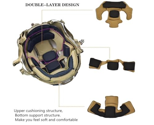 JFFCESTORE Tactical Mask and Fast Helmet,Protective Full Face Clear Goggle Skull mask Dual Mode Wearing Design Adjustable Strap (Mask+Helmet DE)
