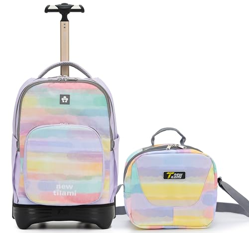 NEW TILAMI 18 inch Rolling Backpack for Kids Waterproof Stair-Climbing Adjustable Handle Variety of Colors & Patterns for School Mood Map