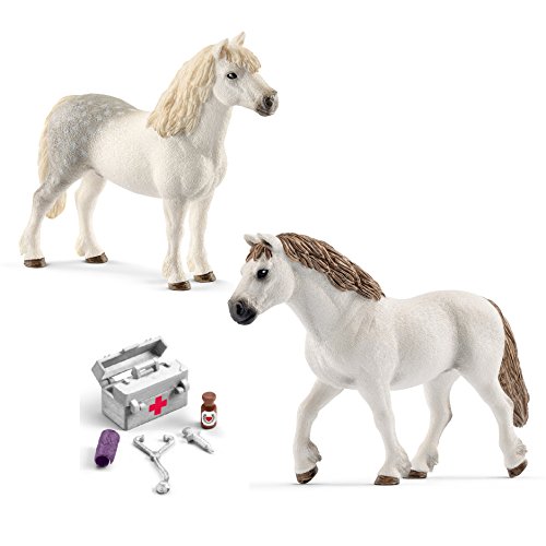 Preisvergleich Produktbild Schleich Welsh Pony Familie (13871 + 13872) + 42364 Stallapotheke