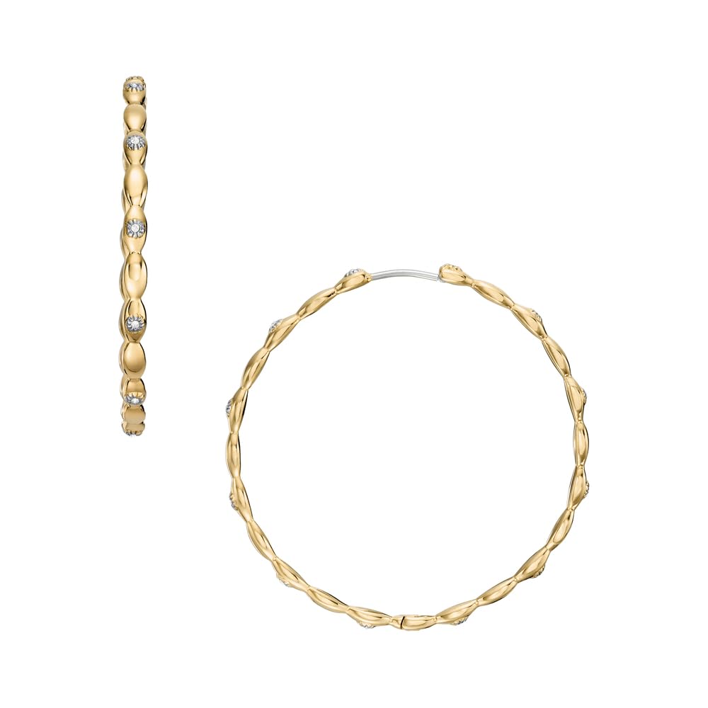 Fossil Damen Goldfarbener Edelstahl mit Ringverschluss Ohrringe
