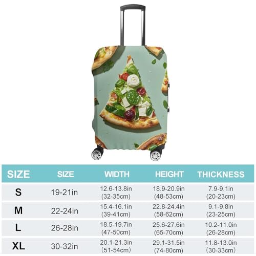 Green Pizza Slices Luggage Cover, Elastic Luggage Protector Fits 19-32in Suitcases, Washable & Anti-Scratch Suitcase Cover for Men Women M2