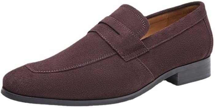 Men'spedal Suede Business Formal Leather Shoes Frosted English Loafers Suitable Oxford Dress Shoes for Work Driving
