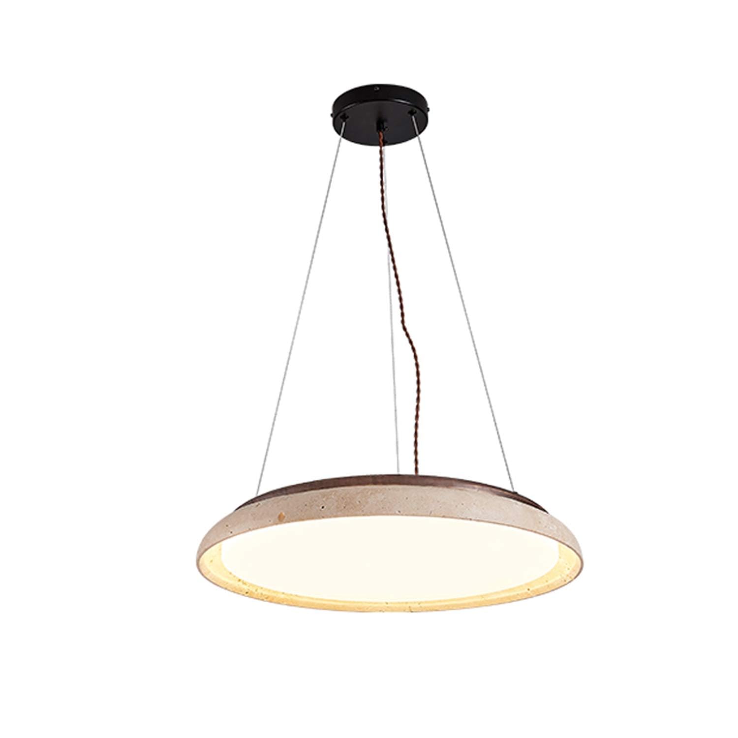 USMJQVZ Wabi Sabi Natural Round Stone Pendant Light LED Dimmable Yellow Cave Stone Pendant Light Nordic Wood Chandelier Kitchen Island, 36W Japanese Style Yellow Travertine Ceiling Hanging Lamp