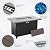 45 Inch Fire Table for Outside 60000 BTU Steel Gas Fire Pit Outdoor Fire Pit Table with Grille Tabletop Glass Wind Guard Fire Pit Cover and Blue Crystal Beads
