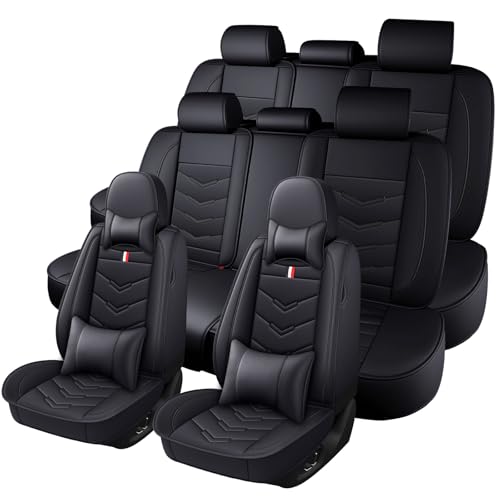 Image of Car Seat Cover 8 Seats for Mitsubishi Outlander 2003-2025, Durable Wear Resistant Waterproof Sport Seat Cover, Breathable No Odor Premium Leather Vehicle Seat Covers.(Luxury,Black)