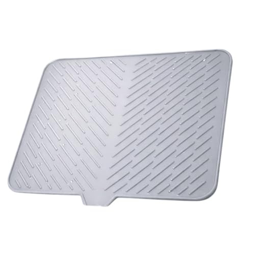 Image of Large Silicone Dish Drying Mat for Kitchen Sink with Drain Lip | Dry Mat for Kitchen Utensils | Silicone Mat for Kitchen Sink, Sink Organizer & Dish Drying Pad 42x32 cm (Grey)