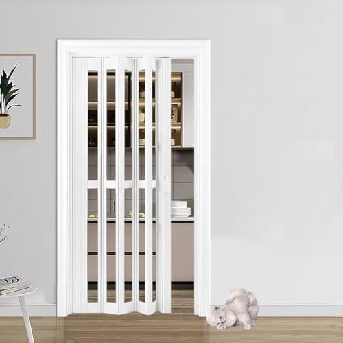 Pounjsd Porte Accordéon Interieur Porte Pliante Intérieure en Pvc, porte coulissante avec poignée, Portes accordéon pour cellier balcon cuisine sous-sol, Cloison...