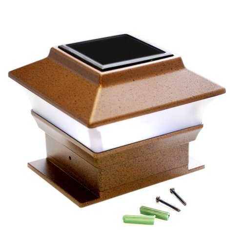 Solar Powered Plastic Copper Square Deck Fence Mount LED Light - (Set of 2) for Bridges, Fences, Decks, & Posts