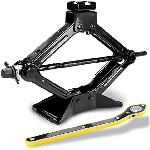 Scissor Jack 2 ton - Heavy Duty Lifting Jack,Scissor Jack for Car Max 2 Ton (6614 lbs) Car Jacks with Ratchet Hand Crank Trolley Lifter Ideal for SUVs and cars, 360°rotating top support (Black) Cover