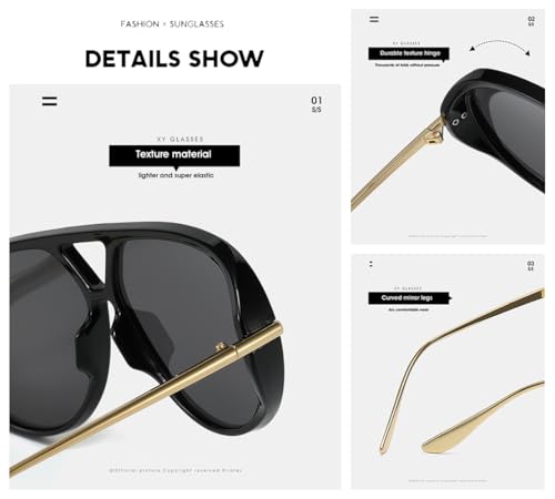 HYLLE Oversized Aviator Sunglasses Women Retro Big Trendy Shield Sun Glasses Large Fashion Vintage Shades4