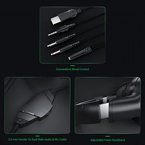 Black Shark Gaming Headset For Ps4 Ps5 Pc Xbox One Switch, Noise Cancelling Wired 3.5Mm Gamer Headphones With Microphone, Over Ear, Led Light, Deep Bass Surround Soft Memory Earmuffs For Computer #TOP2