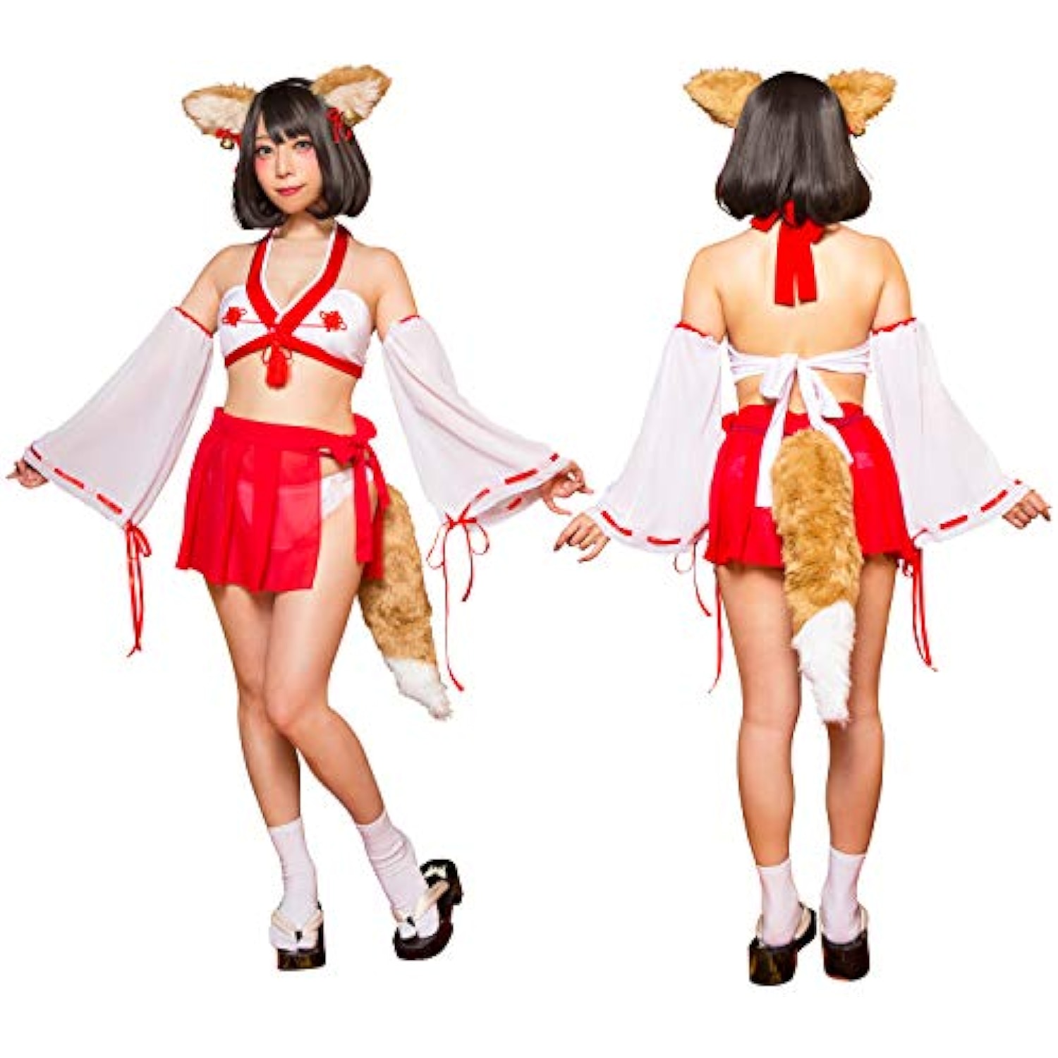 クリアストーン(Clearstone) SugarWhip コスプレ ハロウィン きつね巫女 レディース レッド 詳細画像3