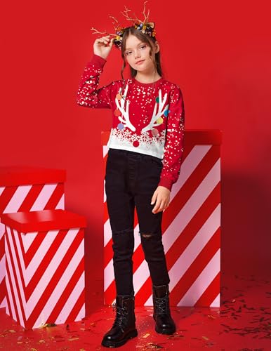 Image of Arshiner Girls Crop Tops Kids Long Sleeve Pullover Sweatshirts Girls Cropped Crewneck Sweatshirt for Teen Girl