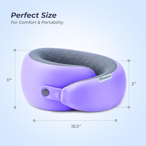 Image of Billebon Memory Foam Neck Pillow, Snake Shape Travel Pillow with Snap Button, Neck Pillow for Travelling & Flight Travel, Ergonomic Support for Comfort & Pain Relief(Lavender Single)