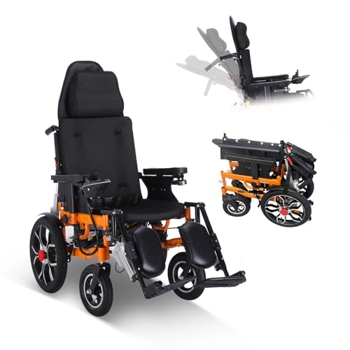 Lightweight Reclining Electric Wheelchair,20miles Long Travel Range Foldable Automatic Powered Wheelchairs for Adults,Intelligent 500W Powerful Motor All Terrain Motorized Wheelchair for Seniors