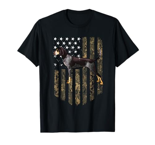 Camo American Flag Bluetick Coonhound 4th Of July USA T-Shirt