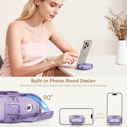 Image of for AirPods Pro 3 Case with Safety Lock,Clear Case Soft TPU Shock-Proof Protective Cover with Cute Bling Keychain and Cleaner kit for Women Girls-Clear Purple