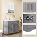 LDarqeer 36 Inch Bathroom Vanity with Ceramic Sink - Modern Farmhouse Style Sink Cabinet, Easy Tool-Free Installation, for Bathroom Remodel and Upgrade (Grey)