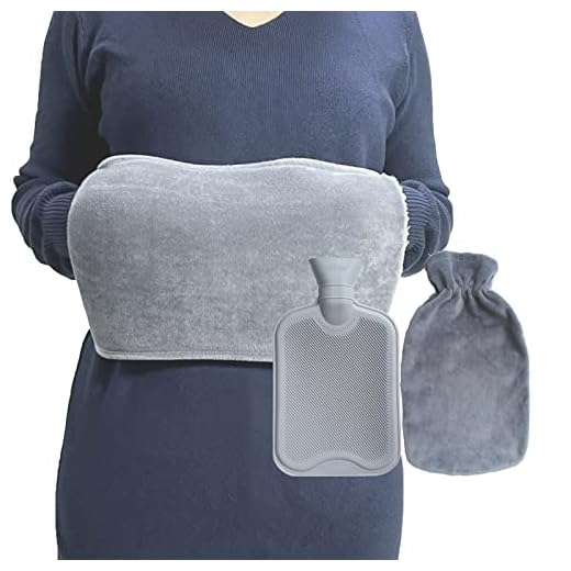 TENQUAN Bolsa de Agua Caliente 1L Cinturón Bolsas de Agua Caliente con Cubierta Removible para la Botella de Agua Caliente y Fría Pequeña para el Cuello y el Hombro y el Alivio del Dolor(Gris)