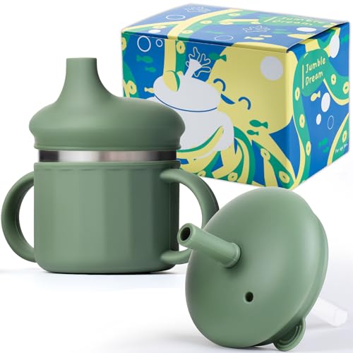 Jumble Dream Baby & Toddler Stainless Steel Sippy Cup Silicon Training Stainless Steel Kids Cups with Straw, Babies Tumbler with Straw No Spill | 6-24...