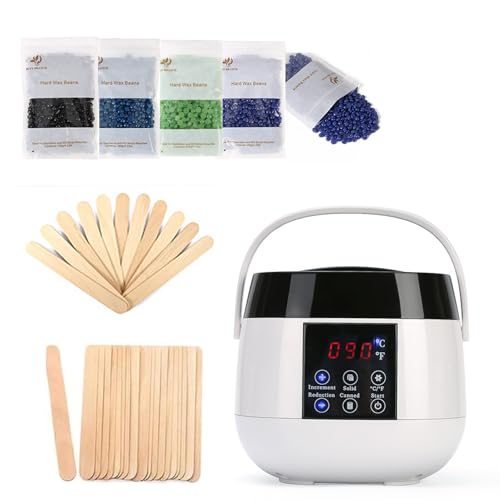 Wax Warmer Waxing Machine for Hair Removal Intelligent Wax Melting Machine with 4 Packs Hard Wax Beads with LED Display