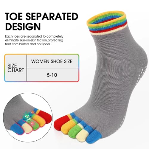 jeuhut Grip Yoga Toe Socks for Women, Non Slip Anti Skid Sticky Grippy Toe Separator Sock for Pilates Barre Dance Ballet4