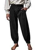 Runcati Mens Medieval Pirate Pants Renaissance Viking Knicker Colonial Halloween Cotton Gothic Costume Trousers Black