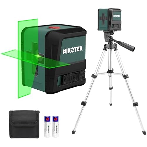 Nikotek Laser Level, Self-leveling Green Line Laser With Horizontal and Vertical Lines for Construction and Picture Hanging, Battery Included (NK01GT)