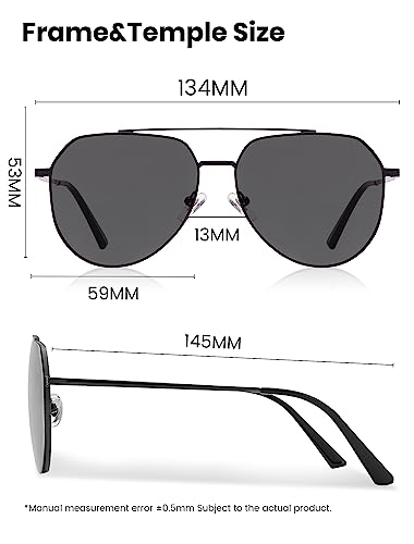 Veda Tinda Vision Aviator Sunglasses Men Polarized Black Classic Retro Oversized Vintage4