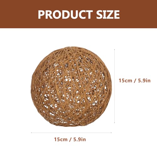 Image of ORFOFE Rattan Woven Lampshade Ball Shape Ceiling Light Cover Table Lamp Cover Durable Decorative Lamp Accessory for Living Room Bedroom Study 5.90X5.90X5.90In