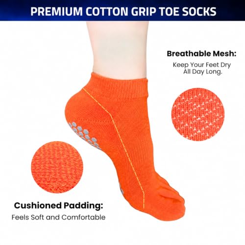 Image of Soxsense Soccer Grip Toe Socks, Non-Slip Socks for Sports & Pilates | Individual Five-Toe Design, Non-Slip Grip Sole, Supportive Arch Fit, Breathable Mesh Ventilation