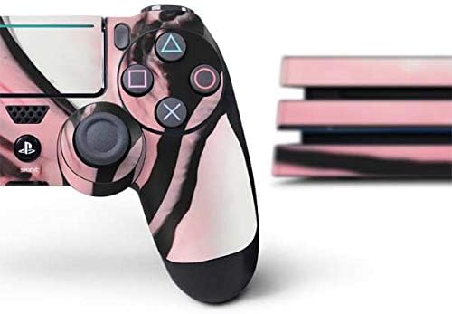 Skinit Decal Gaming Skin Compatible with PS4 Pro Console and Controller Bundle - Originally Designed Pink Marble Ink Design
