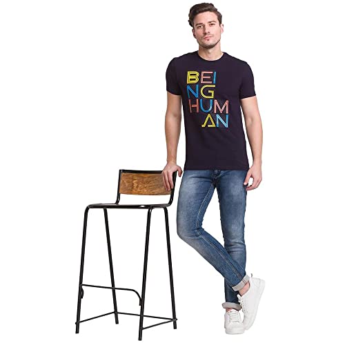 Image of Being Human Navy Regular Fit Round Neck Men's T-Shirt Clothing