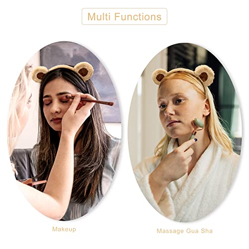 SIOTMERA Headband Bear Ears Brown, Cute Care Hairband Adult with Animal Costume, Soft Makeup Head Wear for Washing Face Women, Fluffy for Party Celebration Cosplay Halloween