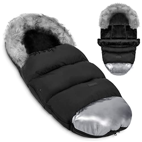 Ricokids Elmi - Saco de dormir para cochecito de bebé (96 x 45 cm), color negro y plateado Cover
