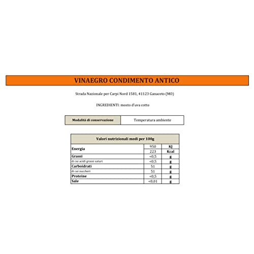 Ferrarini Vinaegro Condiments, Ancient Dressing Made From Cooked And Aged Grape Must Acetified In Oak Barrels, 250Ml #TOP3