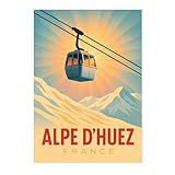 Alpe D'Huez Vintage-Ski-Poster, minimalistische Wandkunst, 