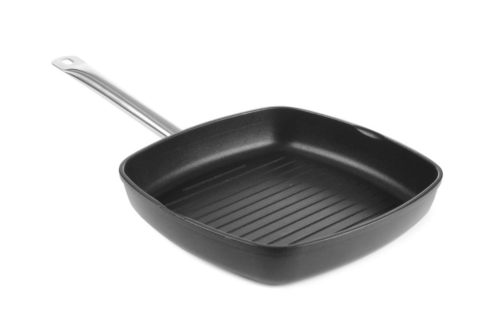 Poêle à griller rainurée HENDI 629802 avec évacuation des graisses