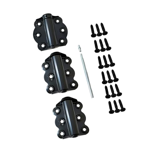 QCAA Door Spring Hinges 2-3/4 Each Set Including 2 PCS Self Closing and 1 PC Adjustable Self Closing Door Hinge Black 1 Set Made in Taiwan