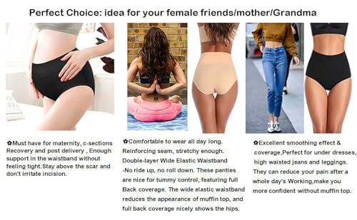 ANNYISON Womens Underwear, Soft Cotton High Waist Breathable Solid Color Briefs Panties for Women4