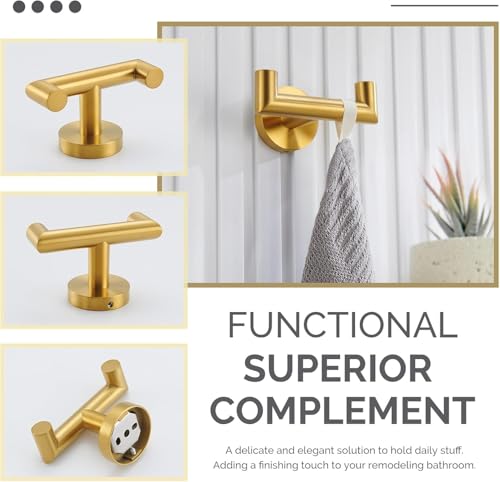 YUET Door Hooks,Double Metal Coat Hooks Wall Mounted, Heavy Duty 10kg Capacity - Image 3